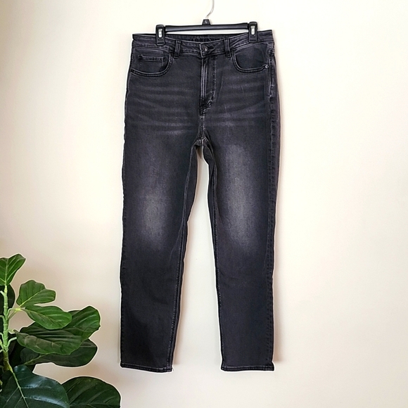 American Eagle Outfitters Denim - American Eagle Mom Jeans, gray black, non distressed, women's 12 long
